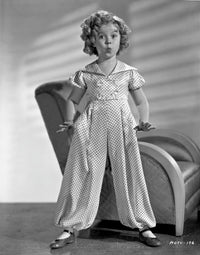 Classic portrait photo print of Shirley Temple in cap-sleeve shirtdress