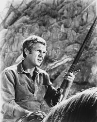 Steve McQueen film still photo print with a gun, 8x10