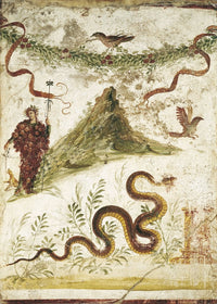 Bacchus and Vesuvius Poster Print showcasing scenic artwork.