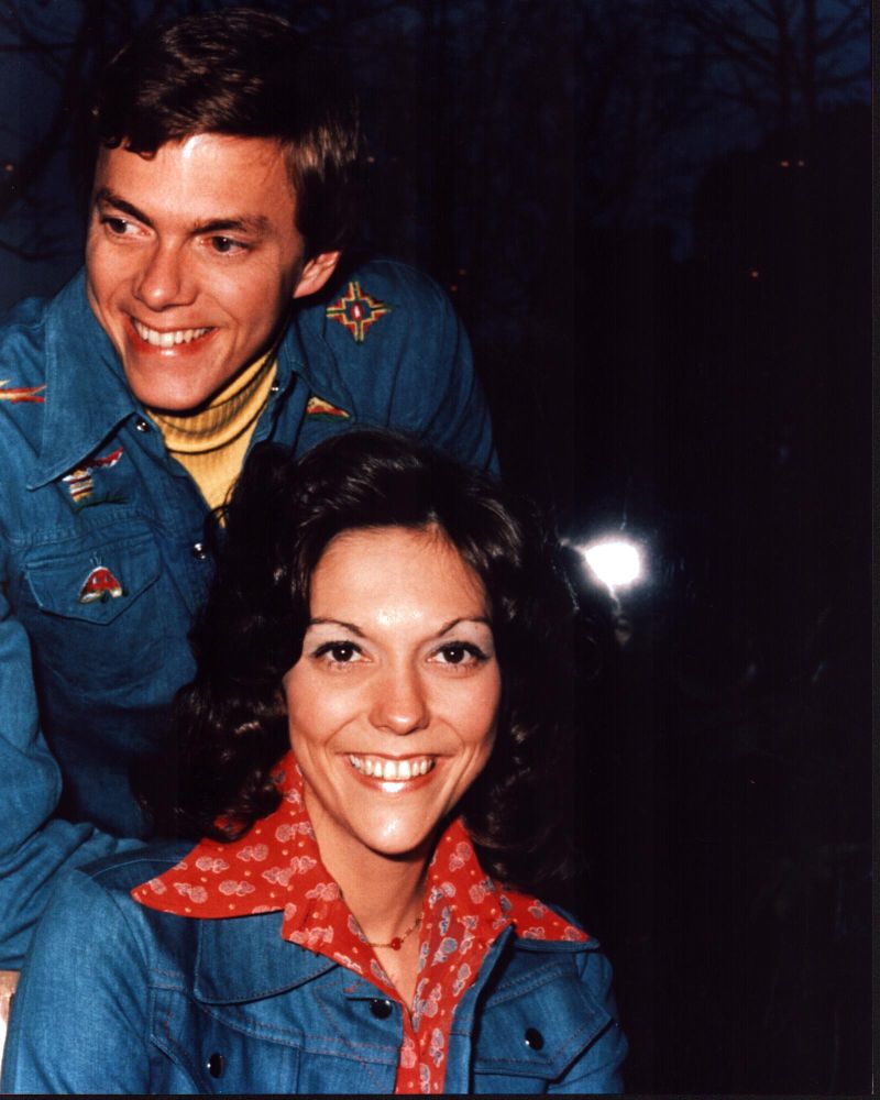 Richard and Karen Carpenter photo print in matching denim jackets.