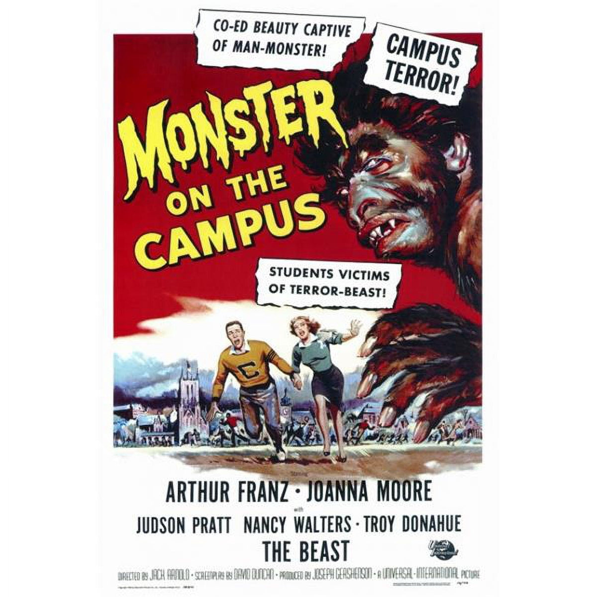 Vintage Monster on the Campus movie poster print, 27x40 inches.