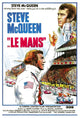 Le Mans movie poster featuring Steve McQueen, 1971 classic film.