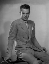John Wayne wearing a grey suit photo print