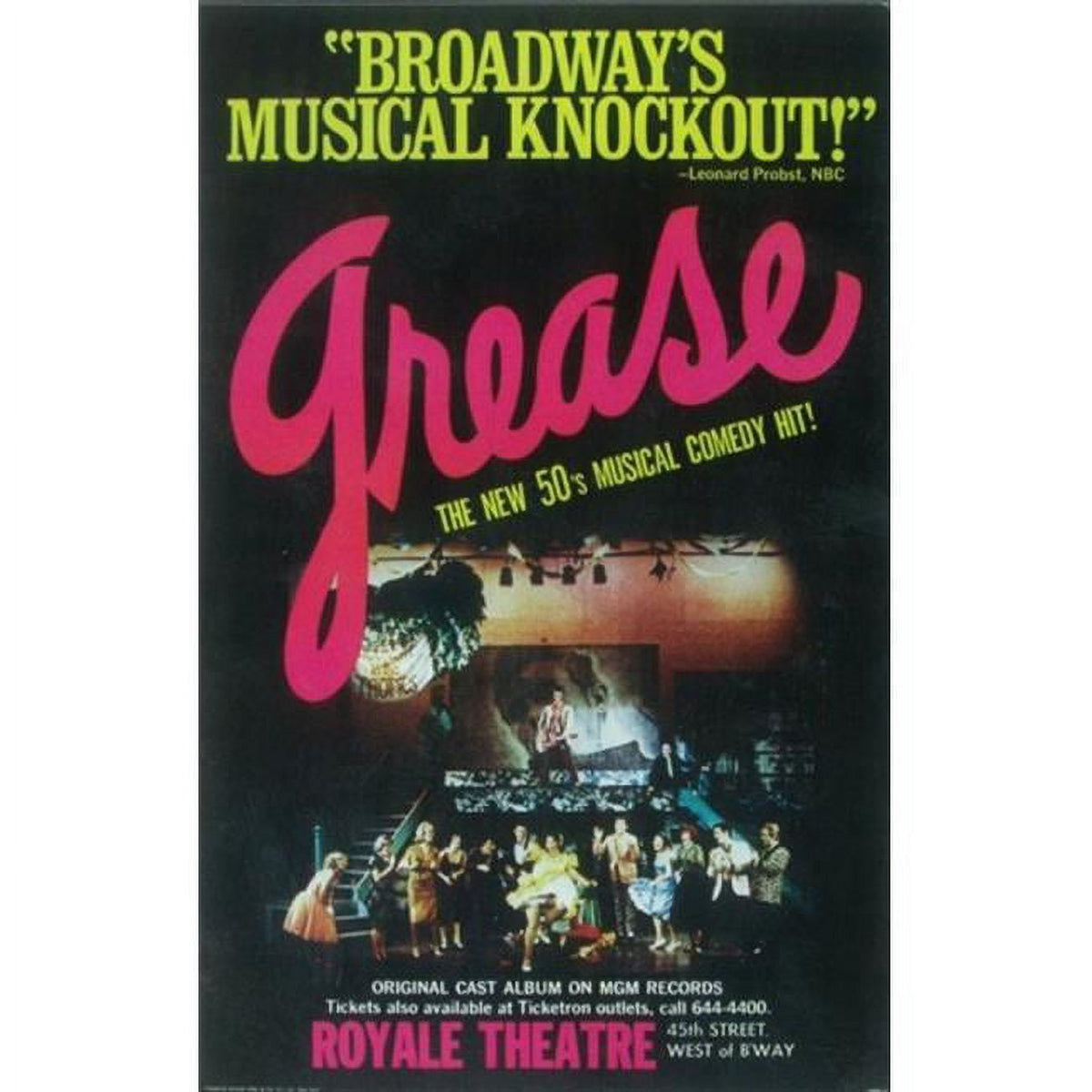 Grease Broadway Movie Poster in 11x17 size, perfect for theater lovers.
