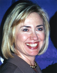 Close-up portrait photo print of Hillary Clinton.