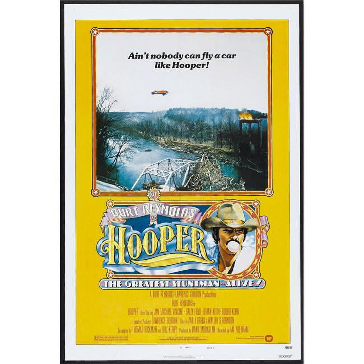 Hooper movie poster featuring Burt Reynolds from 1978, available in multiple sizes.