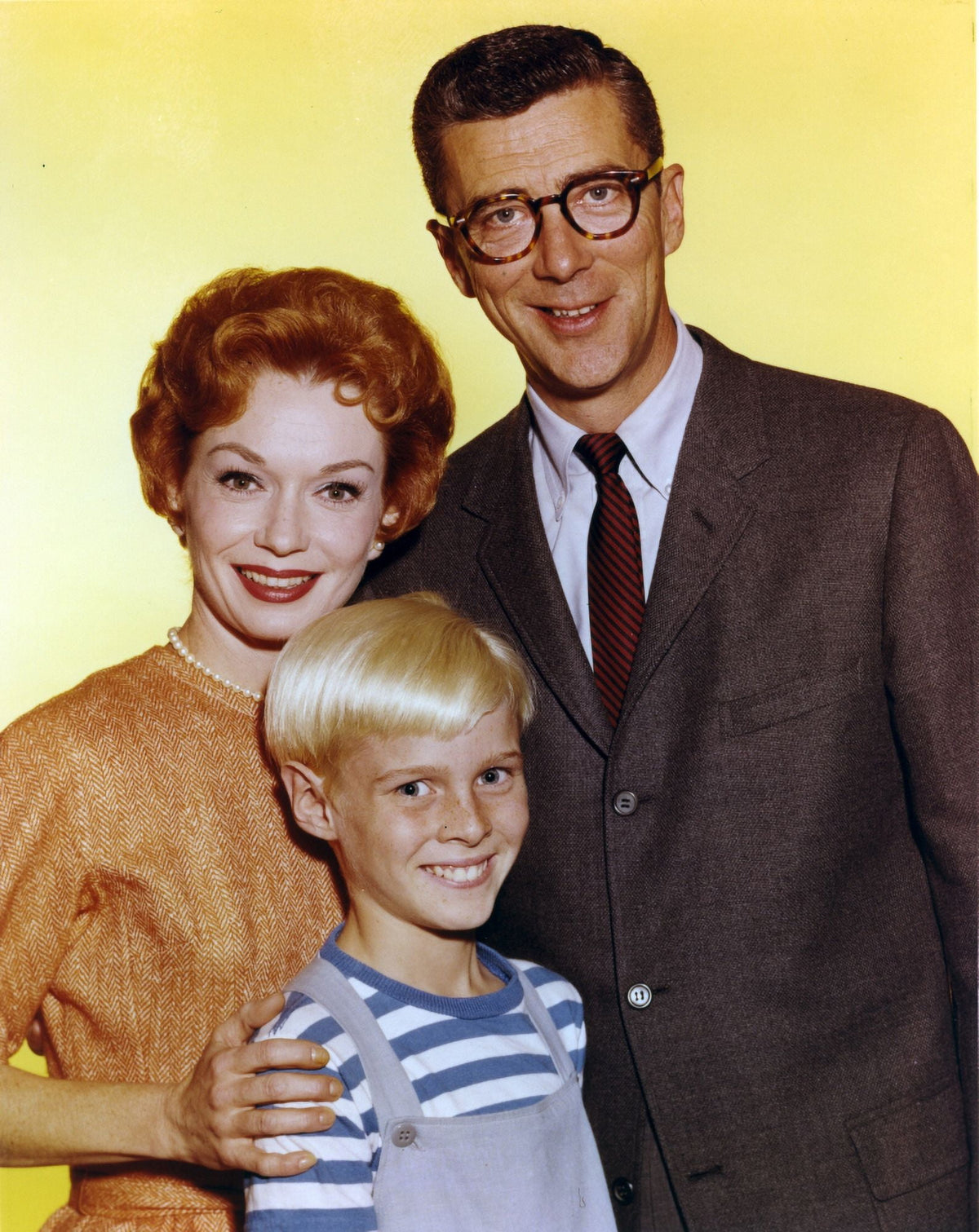 Dennis The Menace Family Portrait Photo Print featuring a yellow background.