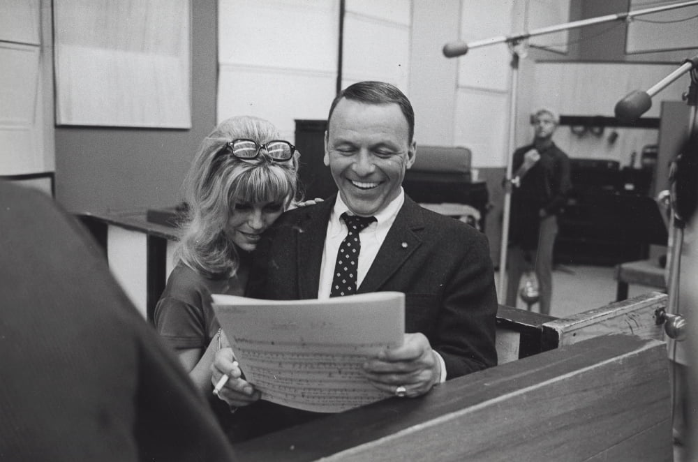 Frank and Nancy Sinatra studio photo print in vintage style.