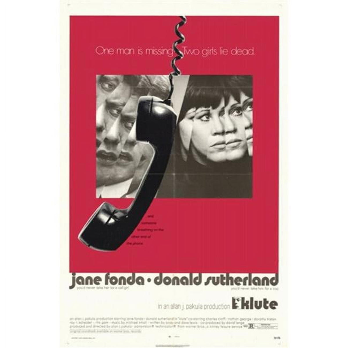 Klute movie poster in 11x17 size, classic film art.