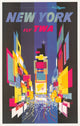 Fly TWA New York Vintage Travel Poster Print by David Klein