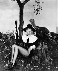 Marilyn Monroe Thanksgiving photo print dressed as a pilgrim.