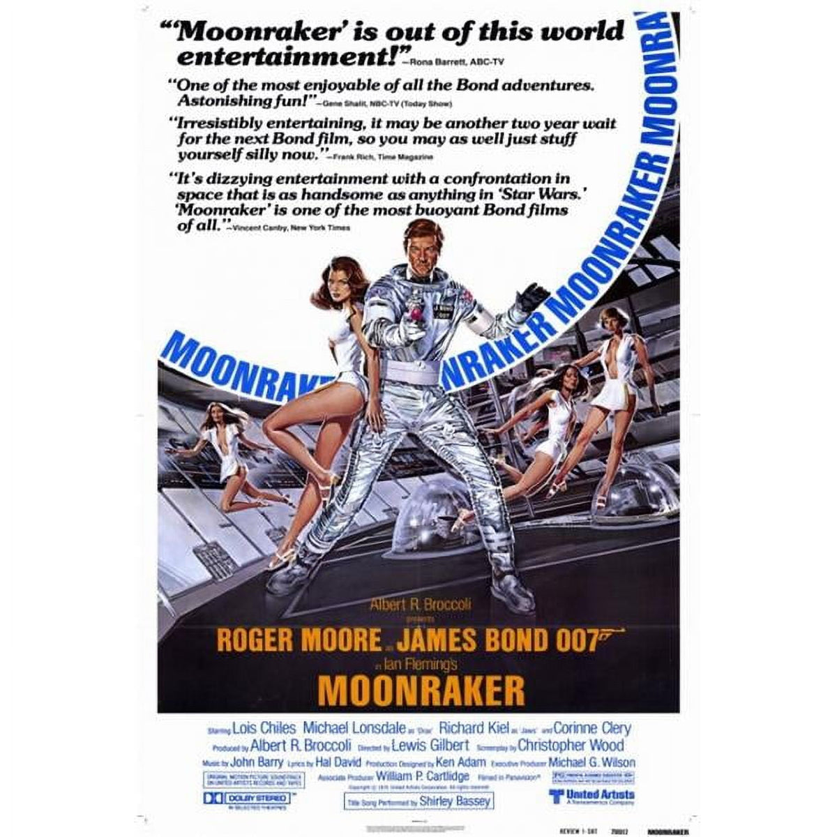 Moonraker movie poster print showcasing iconic James Bond imagery.