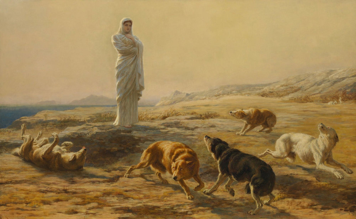 Pallas Athena and The Herdsman's Dogs Fine Art Print