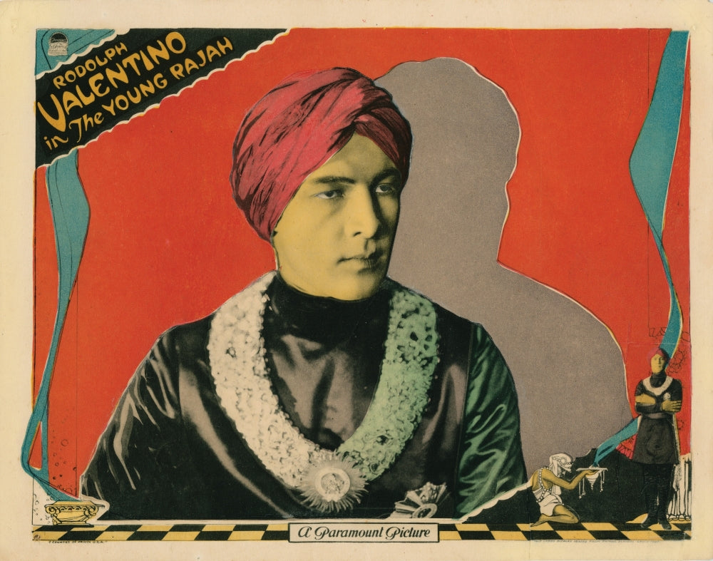 The Young Rajah lobby card print featuring Rudolph Valentino, vintage movie poster.