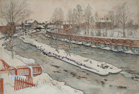 The Timber Chute winter scene poster print by Carl Larsson.
