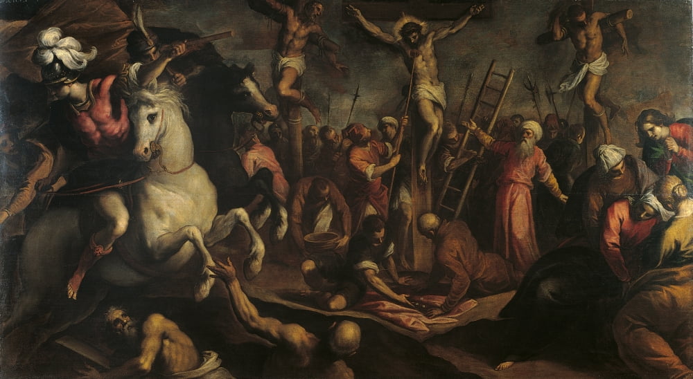Crucifixion Poster Print showing vibrant artwork on premium paper.