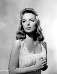 Julie London portrait photo print in a see-through dress, perfect for vintage decor.