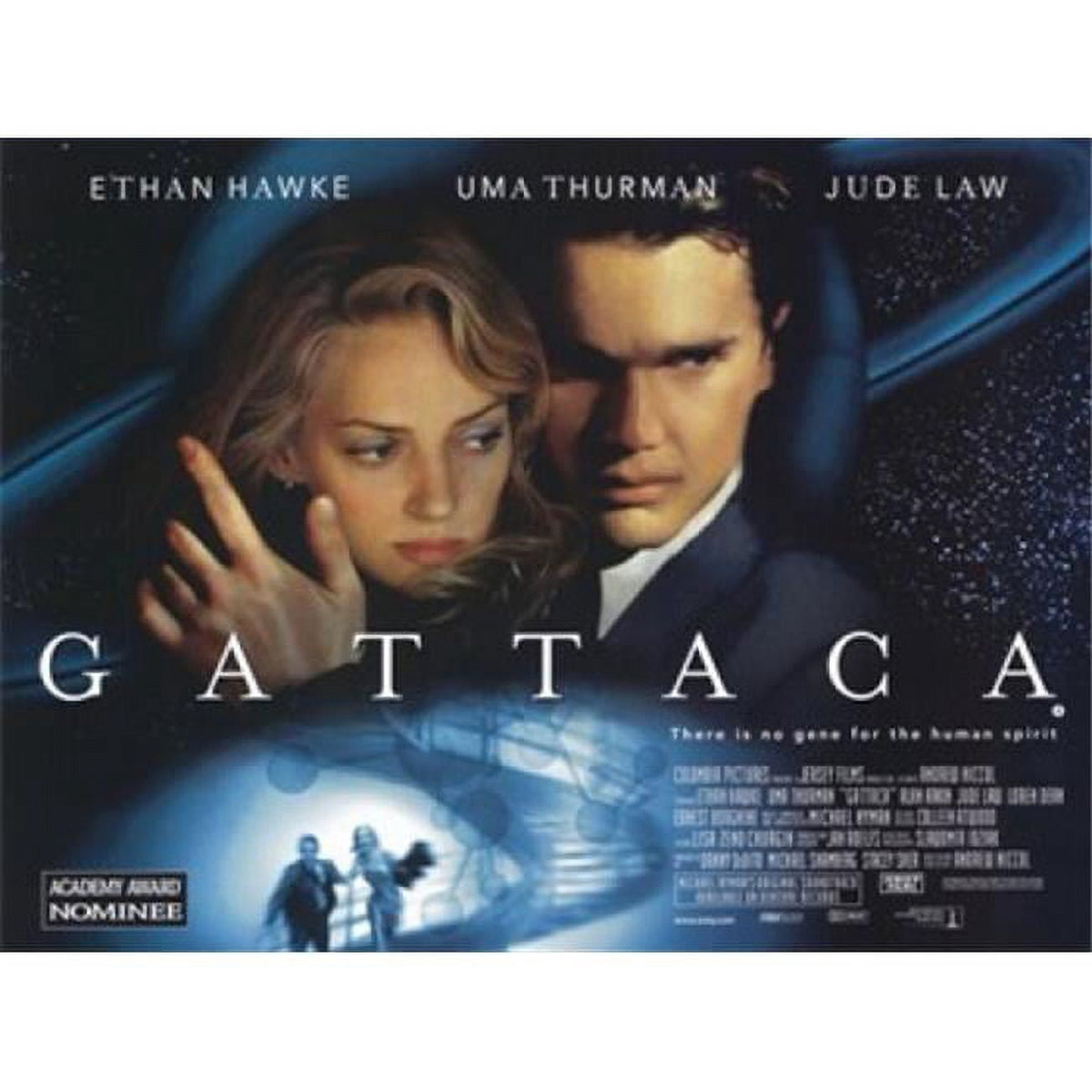 Gattaca movie poster print, 17x11 inches, featuring iconic sci-fi imagery.