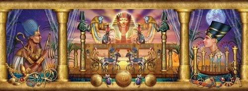 Egyptian Triptych Poster Print by Ciro Marchetti, vibrant colors and intricate details.