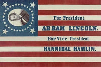 Abraham Lincoln Campaign Banner Art Print featuring a thirty-three star American flag