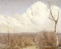 Autumn Day art print by Gerrit Willem Dijsselhof featuring a hunter and dog in an autumn landscape.