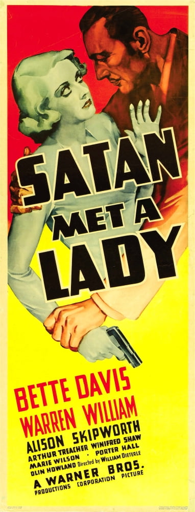 Satan Met a Lady Movie Poster featuring Bette Davis and Warren William, 1936, 11 x 17 print