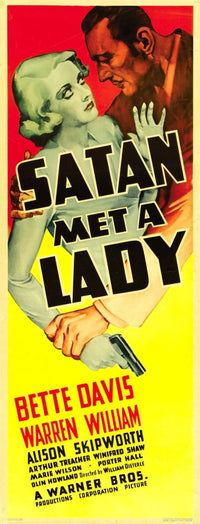 Satan Met a Lady Movie Poster featuring Bette Davis and Warren William, 1936, 11 x 17 print