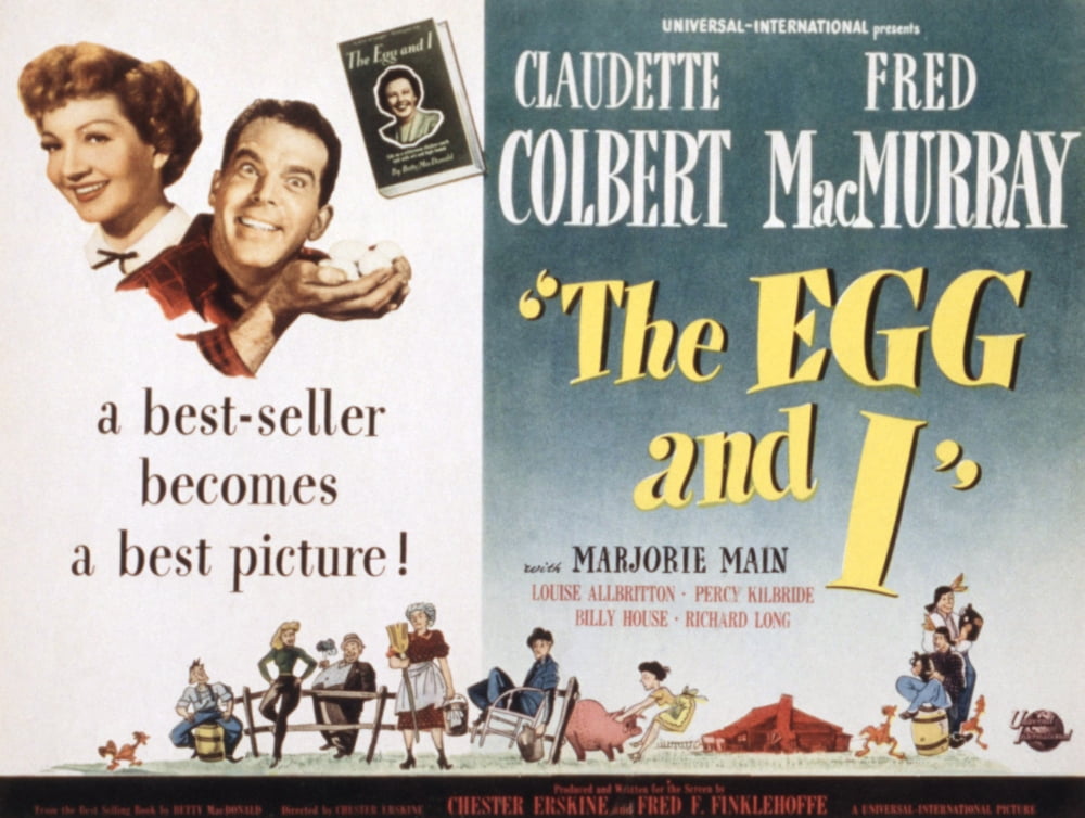 The Egg and I movie poster featuring Claudette Colbert and Fred MacMurray