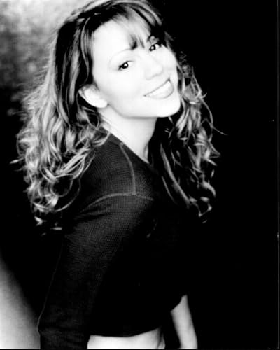 Black and white photo print of Mariah Carey smiling