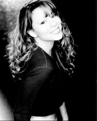 Black and white photo print of Mariah Carey smiling