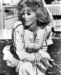 Connie Stevens photo print in white dress with pistol