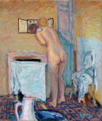 Art print of Nude Before a Mirror by Pierre Bonnard, showcasing warmth and reflection.