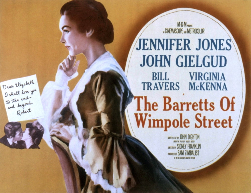 The Barrets Of Wimpole Street movie poster print featuring Jennifer Jones, 1957.