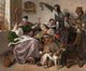 As the Old Sing So Pipe the Young art print by Jan Steen, showcasing generational connection in a colorful scene.