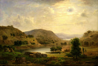 Valley Pasture Art Print by Robert S. Duncanson depicting a serene rural landscape.