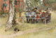 Breakfast under the Big Birch art print by Carl Larsson depicting a serene family moment in nature.