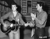 Dean Martin and Ricky Nelson on the set of Rio Bravo photo print