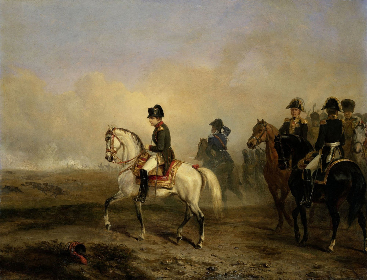 Emperor Napoleon I and His Staff on Horseback vintage oil painting poster print.