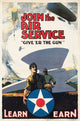 Join the Air Service - Give Her the Gun (1918) poster print by Warren Keith.
