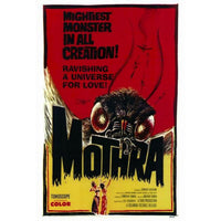 Mothra movie poster print featuring vibrant colors and classic film art.