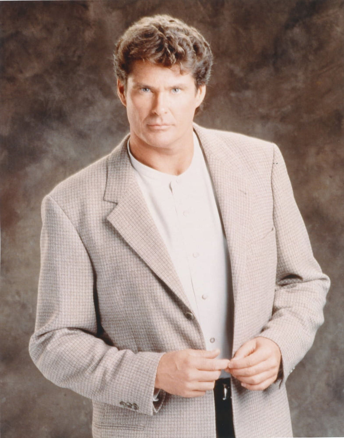 David Hasselhoff posed in a suit photo print