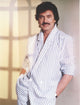 Engelbert Humperdinck posed in a stylish stripe robe photo print.