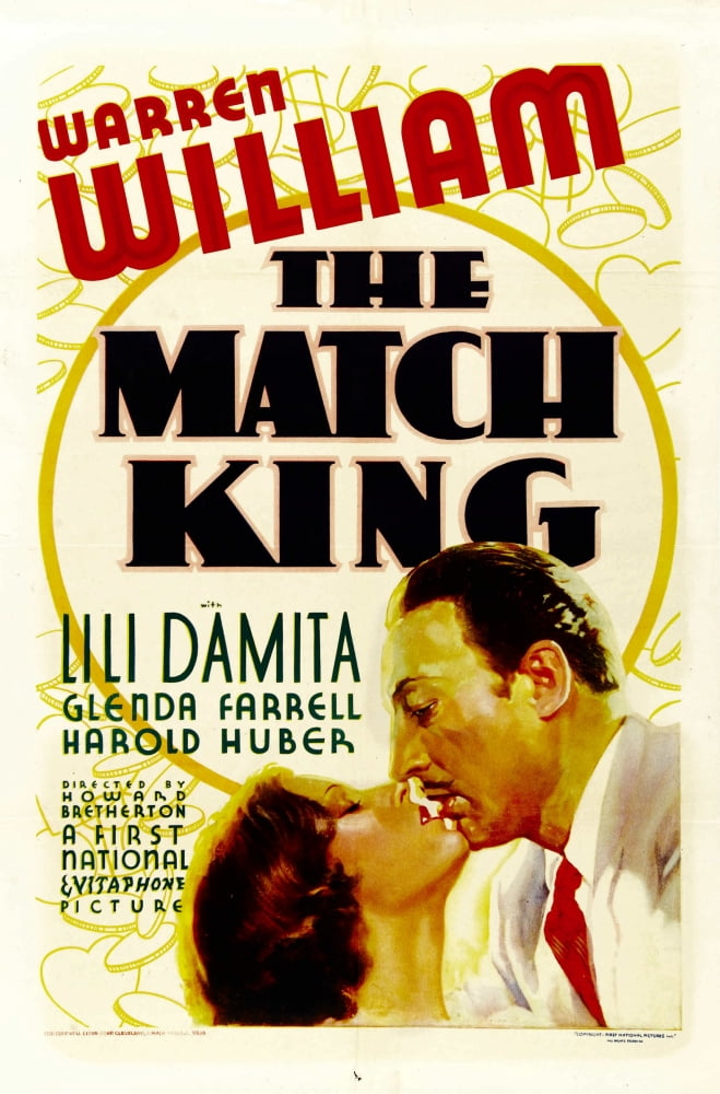 The Match King movie poster featuring Lili Damita and Warren William, 1932.