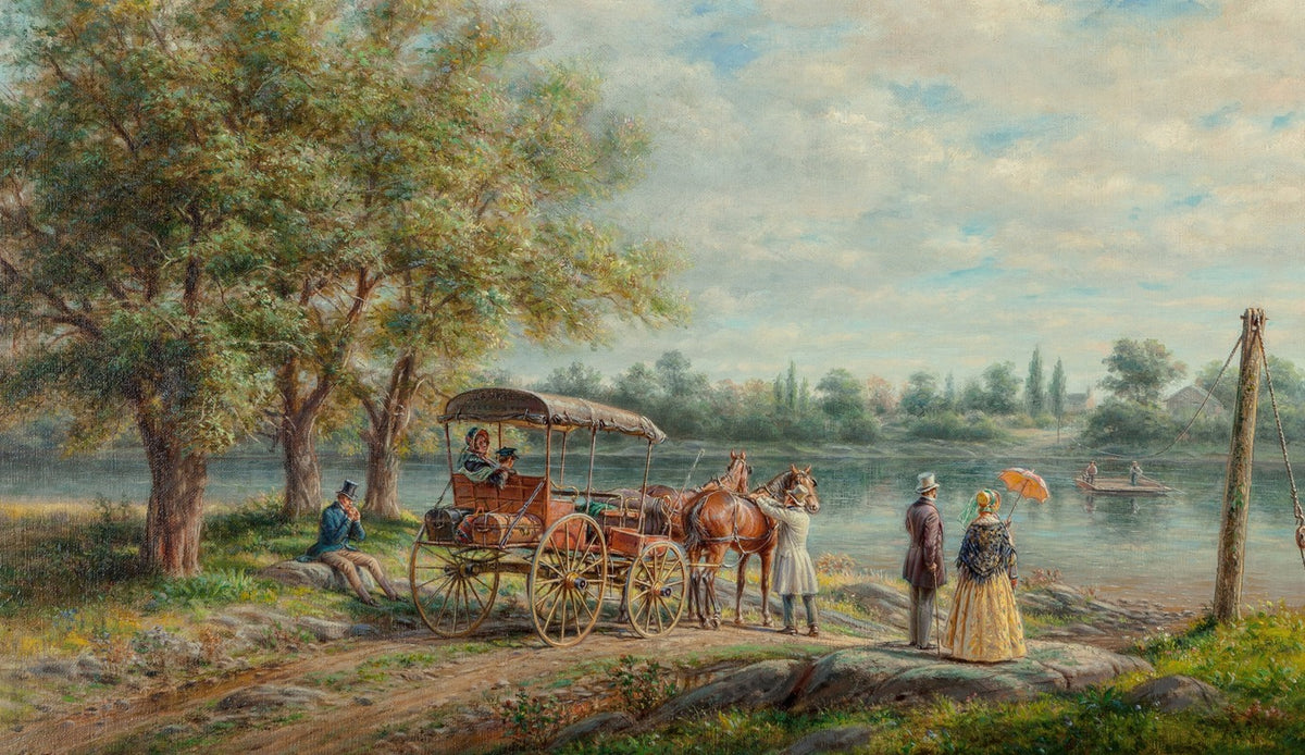 Waiting at the Ferry art print by Edward Lamson Henry, 1906.