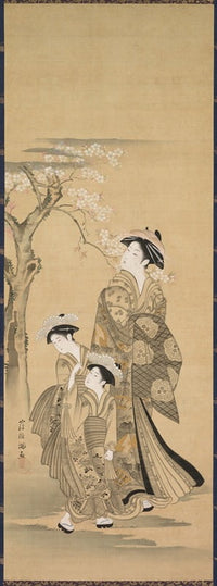 Woman and Two Children poster print by Kubo Shunman - early 1900s art on premium heavy stock paper.