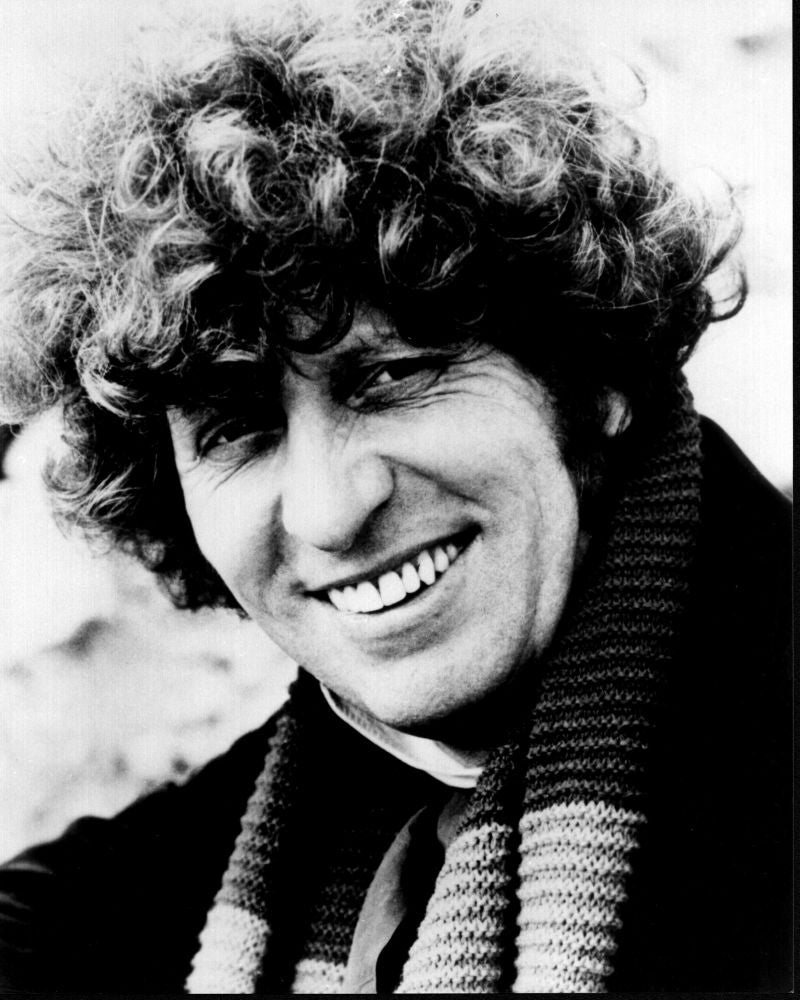 Tom Baker as Doctor Who black and white photo print.