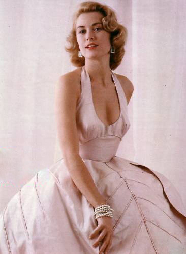 Grace Kelly in elegant swoop neck gown photo print