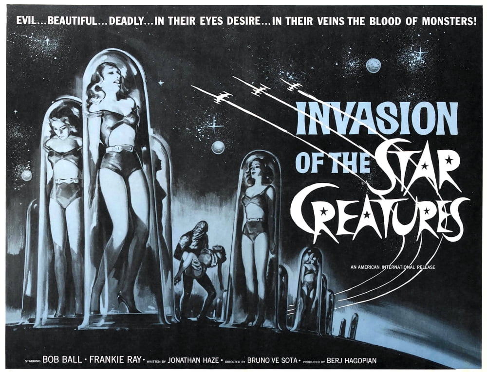 Invasion of the Star Creatures half-sheet film poster print from 1962
