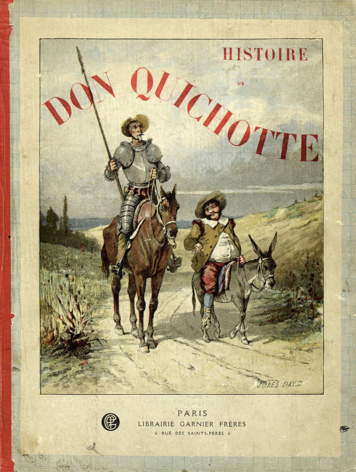 Don Quixote book cover poster print illustrated by Jules David, available in multiple sizes.