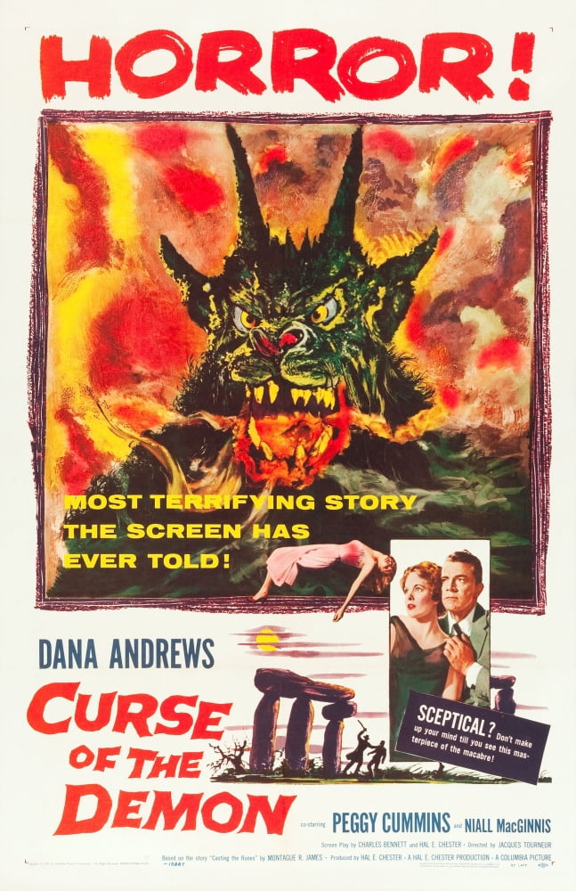 Curse Night of the Demon movie masterprint poster featuring Peggy Cummins and Dana Andrews.